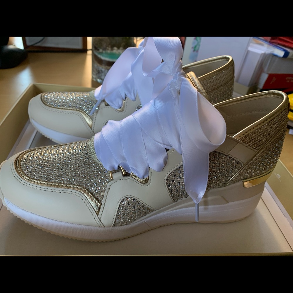 New Michael Kors gold wedge cristal sneakers - Picture 5 of 5